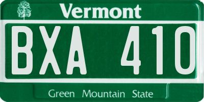VT license plate BXA410