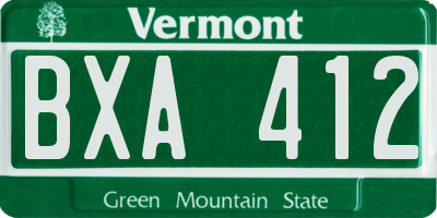 VT license plate BXA412