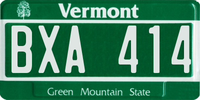 VT license plate BXA414