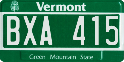VT license plate BXA415