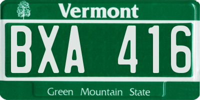 VT license plate BXA416