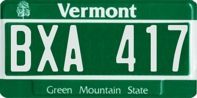 VT license plate BXA417