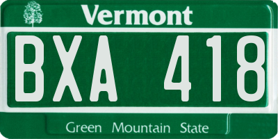 VT license plate BXA418