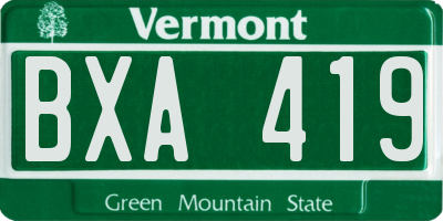 VT license plate BXA419