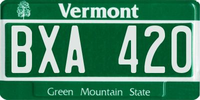VT license plate BXA420