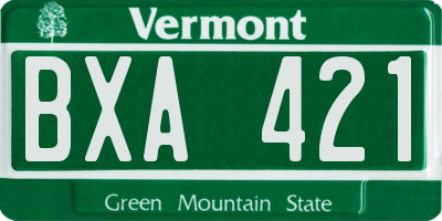 VT license plate BXA421