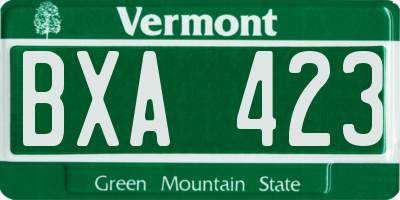 VT license plate BXA423