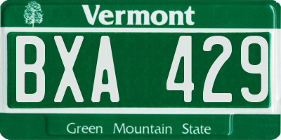 VT license plate BXA429