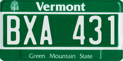 VT license plate BXA431
