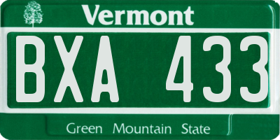 VT license plate BXA433
