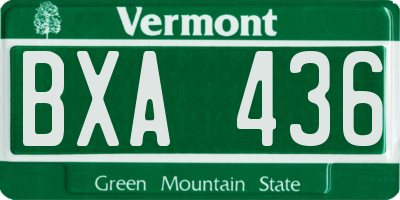 VT license plate BXA436