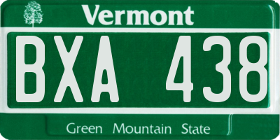 VT license plate BXA438