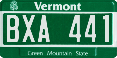 VT license plate BXA441
