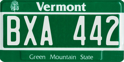 VT license plate BXA442