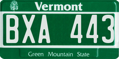 VT license plate BXA443
