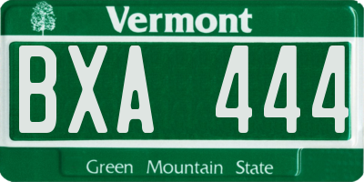 VT license plate BXA444