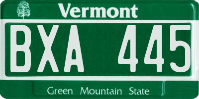 VT license plate BXA445