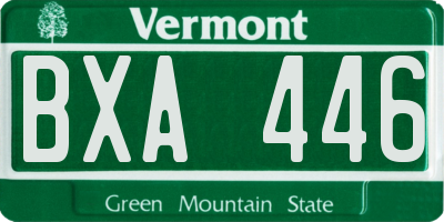 VT license plate BXA446