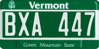 VT license plate BXA447