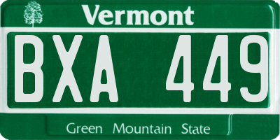 VT license plate BXA449