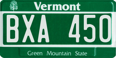 VT license plate BXA450