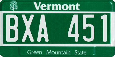 VT license plate BXA451