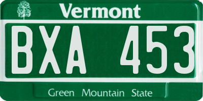 VT license plate BXA453