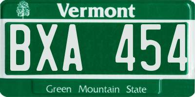VT license plate BXA454
