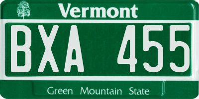 VT license plate BXA455
