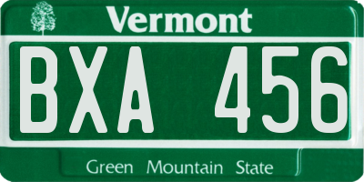VT license plate BXA456