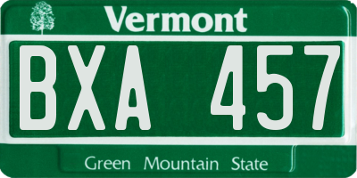 VT license plate BXA457