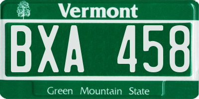VT license plate BXA458