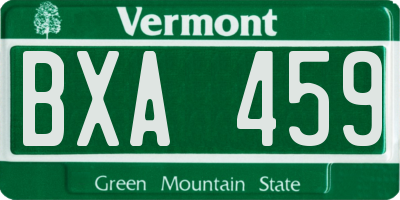 VT license plate BXA459