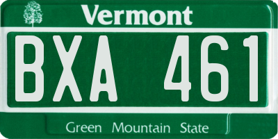 VT license plate BXA461