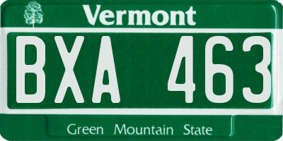 VT license plate BXA463