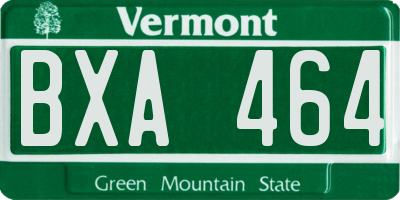 VT license plate BXA464