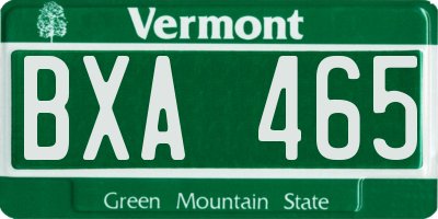 VT license plate BXA465