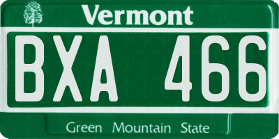 VT license plate BXA466