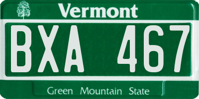 VT license plate BXA467