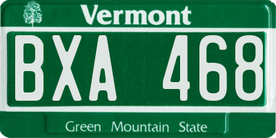 VT license plate BXA468