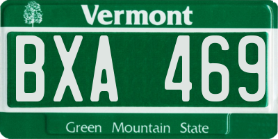 VT license plate BXA469