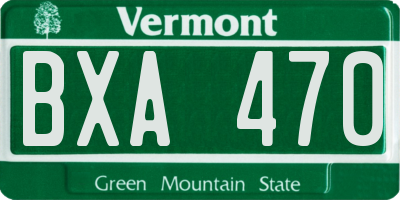 VT license plate BXA470
