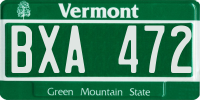 VT license plate BXA472