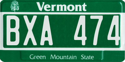 VT license plate BXA474