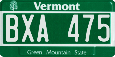 VT license plate BXA475