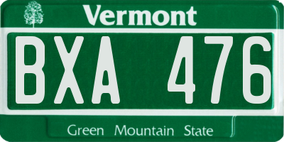 VT license plate BXA476