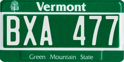 VT license plate BXA477