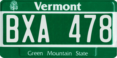 VT license plate BXA478