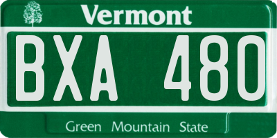 VT license plate BXA480
