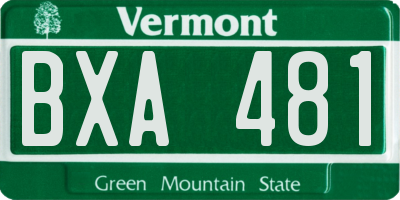 VT license plate BXA481